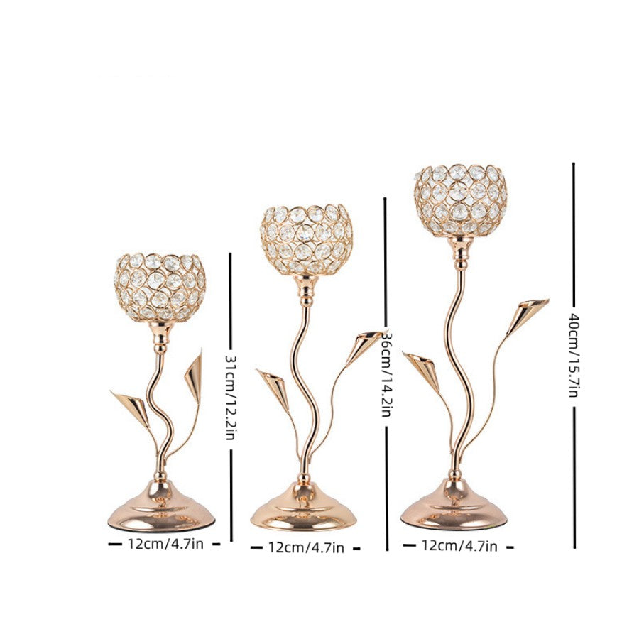 Premium Gold Metal Candle Holders - Luxury Table Decor