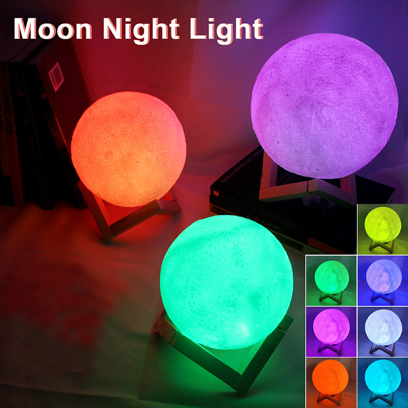 3D LED Moon Lamp - Rechargeable Ambient Night Light