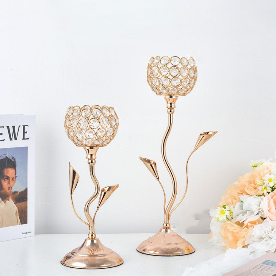 Premium Gold Metal Candle Holders - Luxury Table Decor