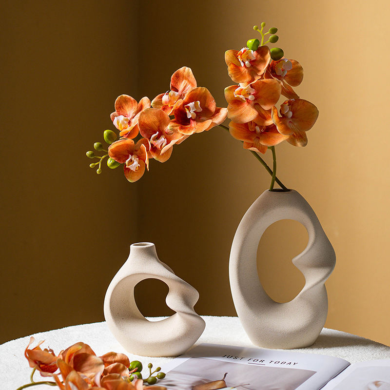 Nordic Ceramic Vase Set - Modern White & Beige Vases