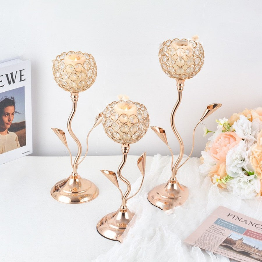 Premium Gold Metal Candle Holders - Luxury Table Decor