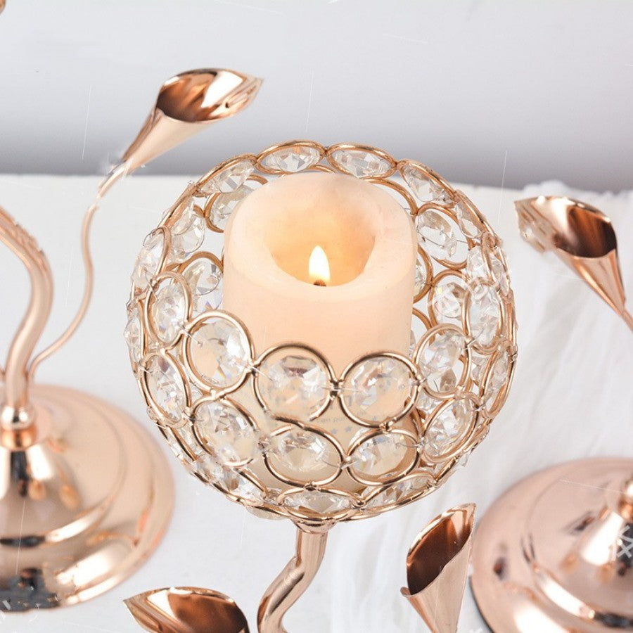 Premium Gold Metal Candle Holders - Luxury Table Decor