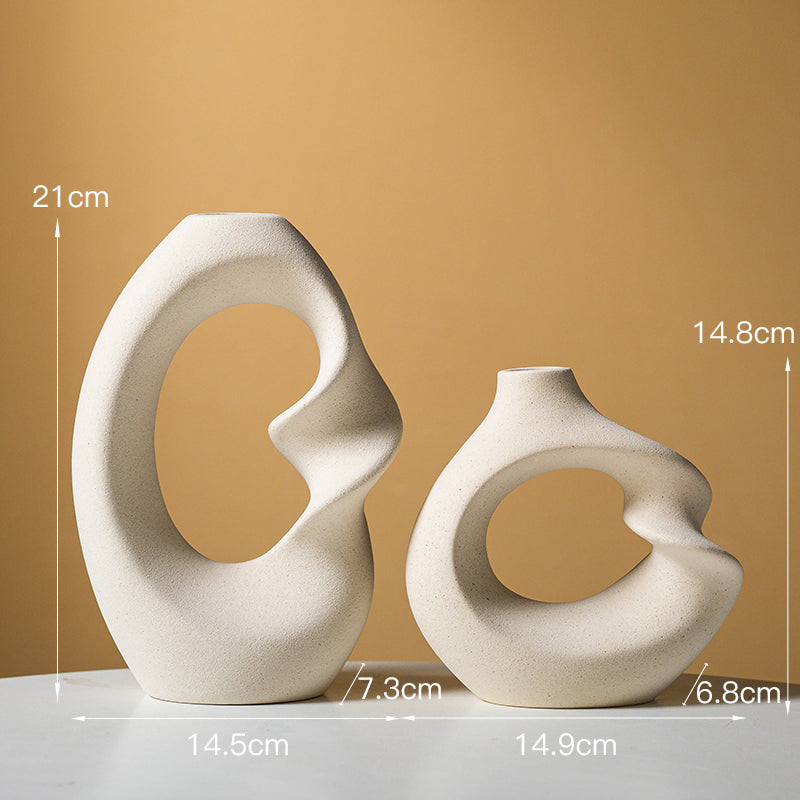 Nordic Ceramic Vase Set - Modern White & Beige Vases