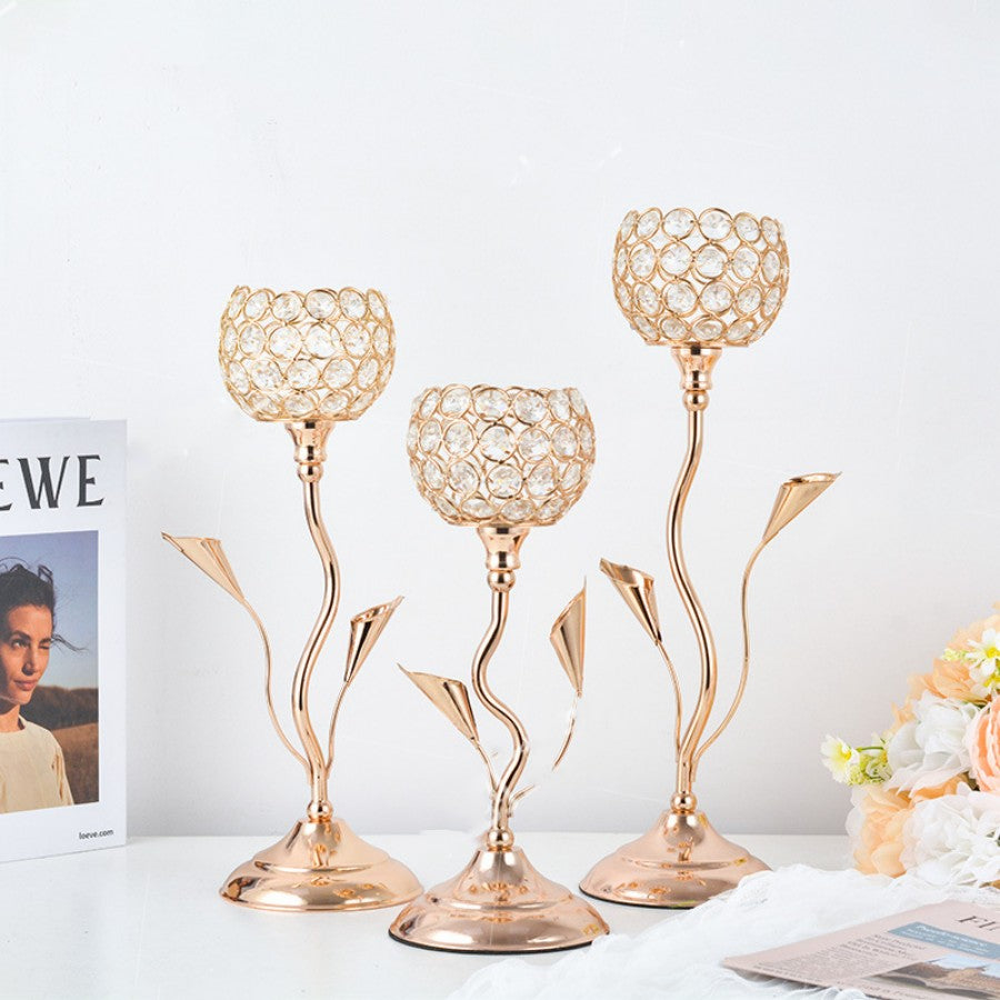 Premium Gold Metal Candle Holders - Luxury Table Decor