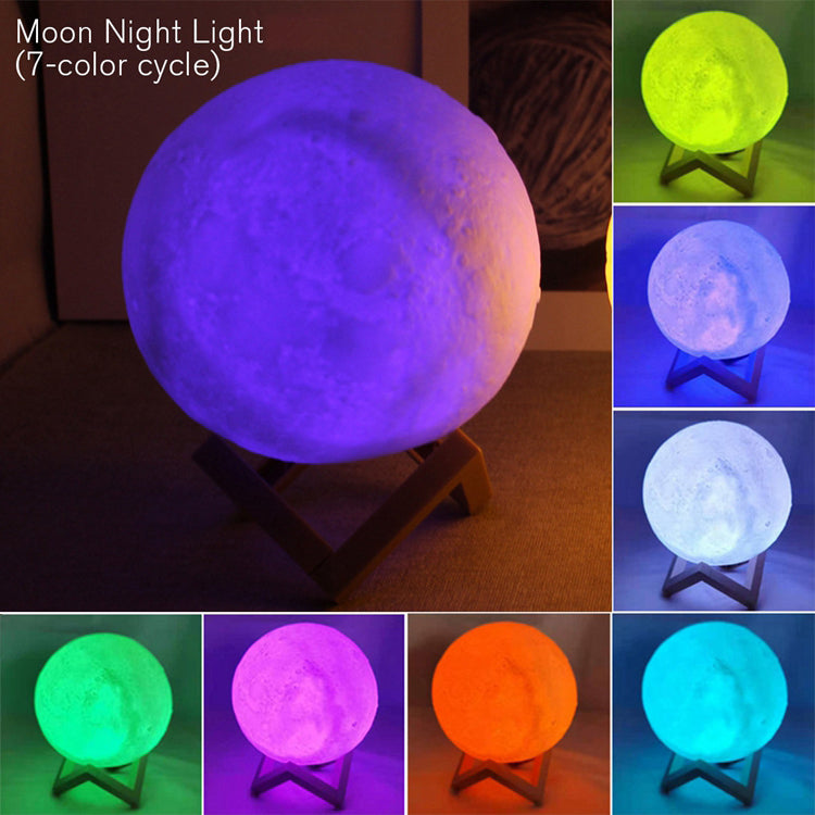 3D LED Moon Lamp - Rechargeable Ambient Night Light