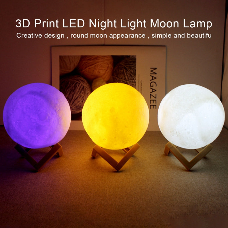 3D LED Moon Lamp - Rechargeable Ambient Night Light